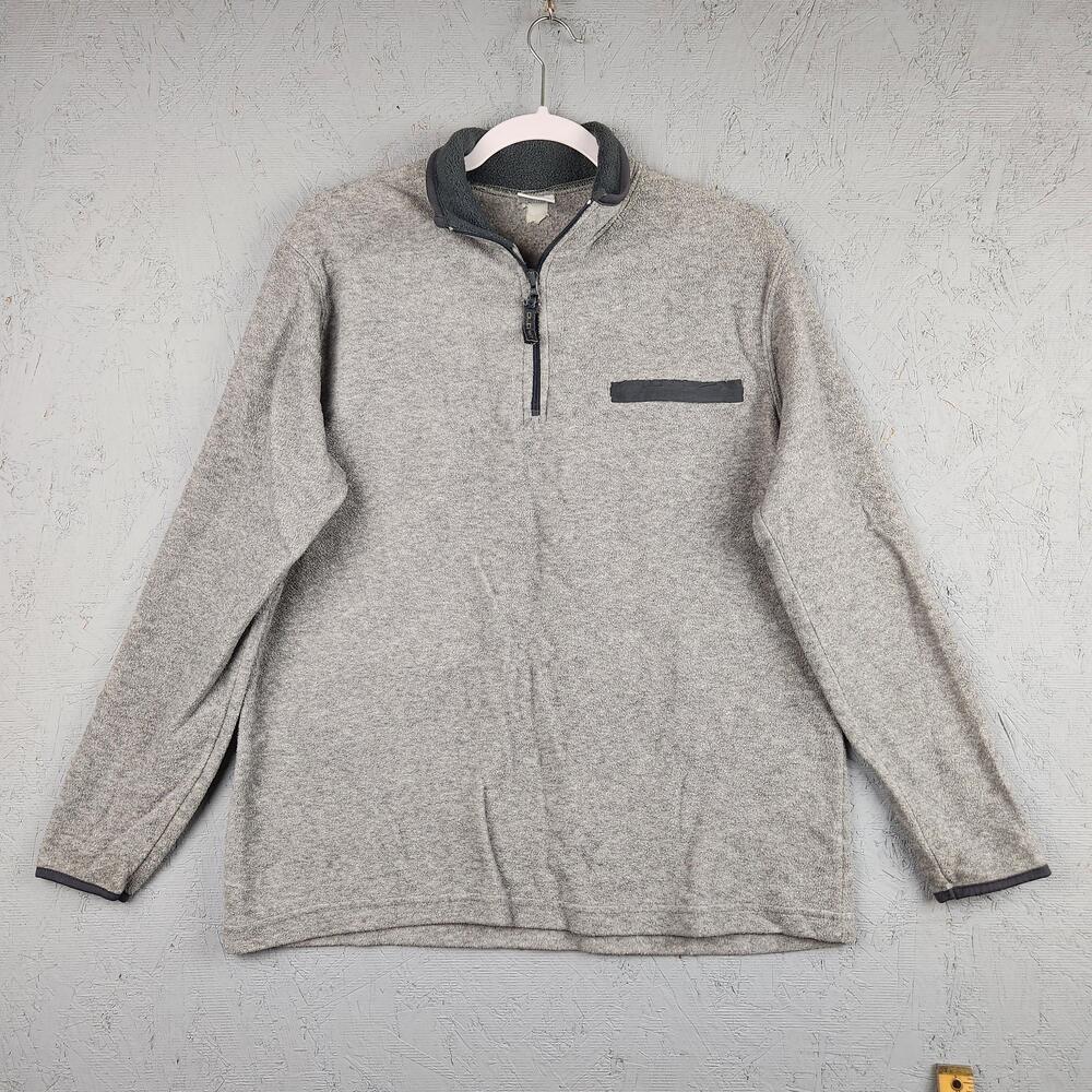 Vintage Old Navy Sweater Mens XL Gray Zip Fleece Pullover Chest Pocket Outrdoors